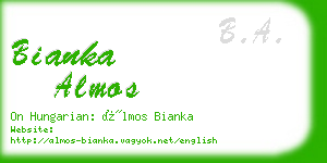 bianka almos business card